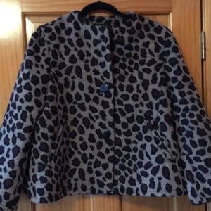 Ann Taylor wool blend lined leopard jacket size L